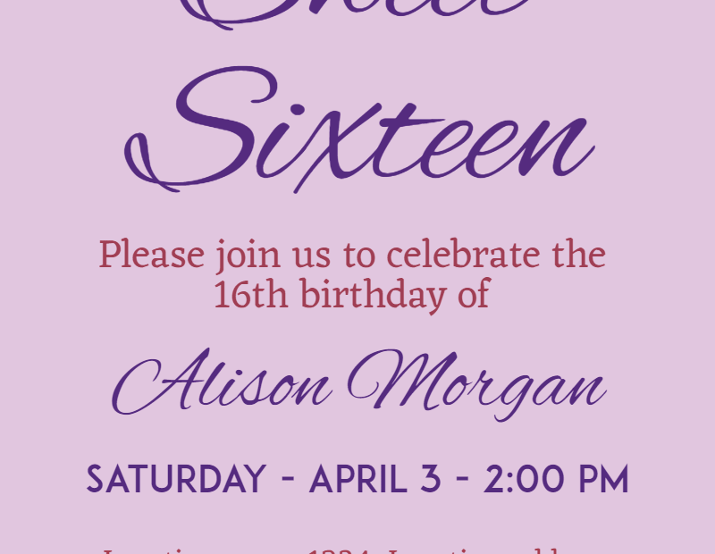 Sweet Sixteen invitation Design Template 111457