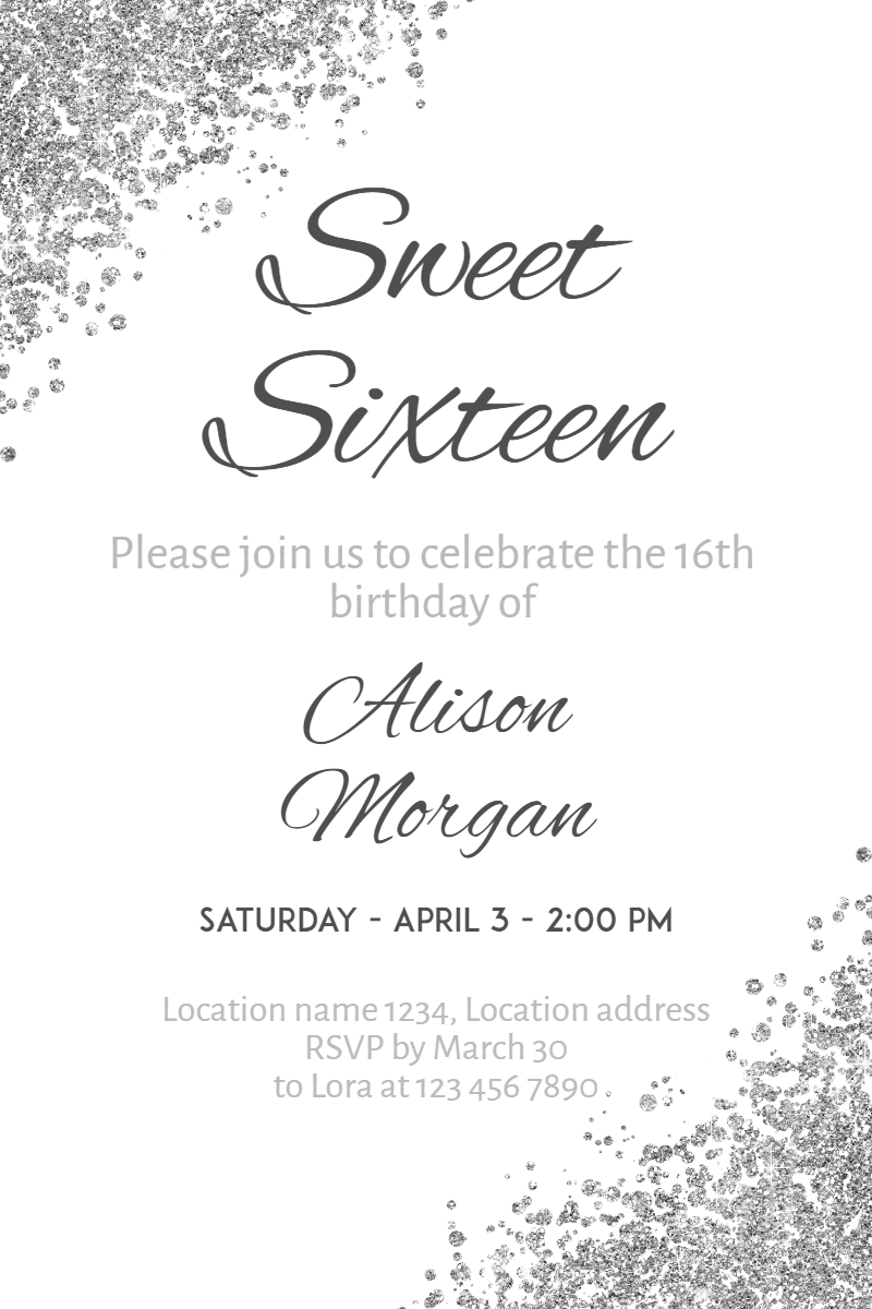 Sweet Sixteen invitation Design Template 112964