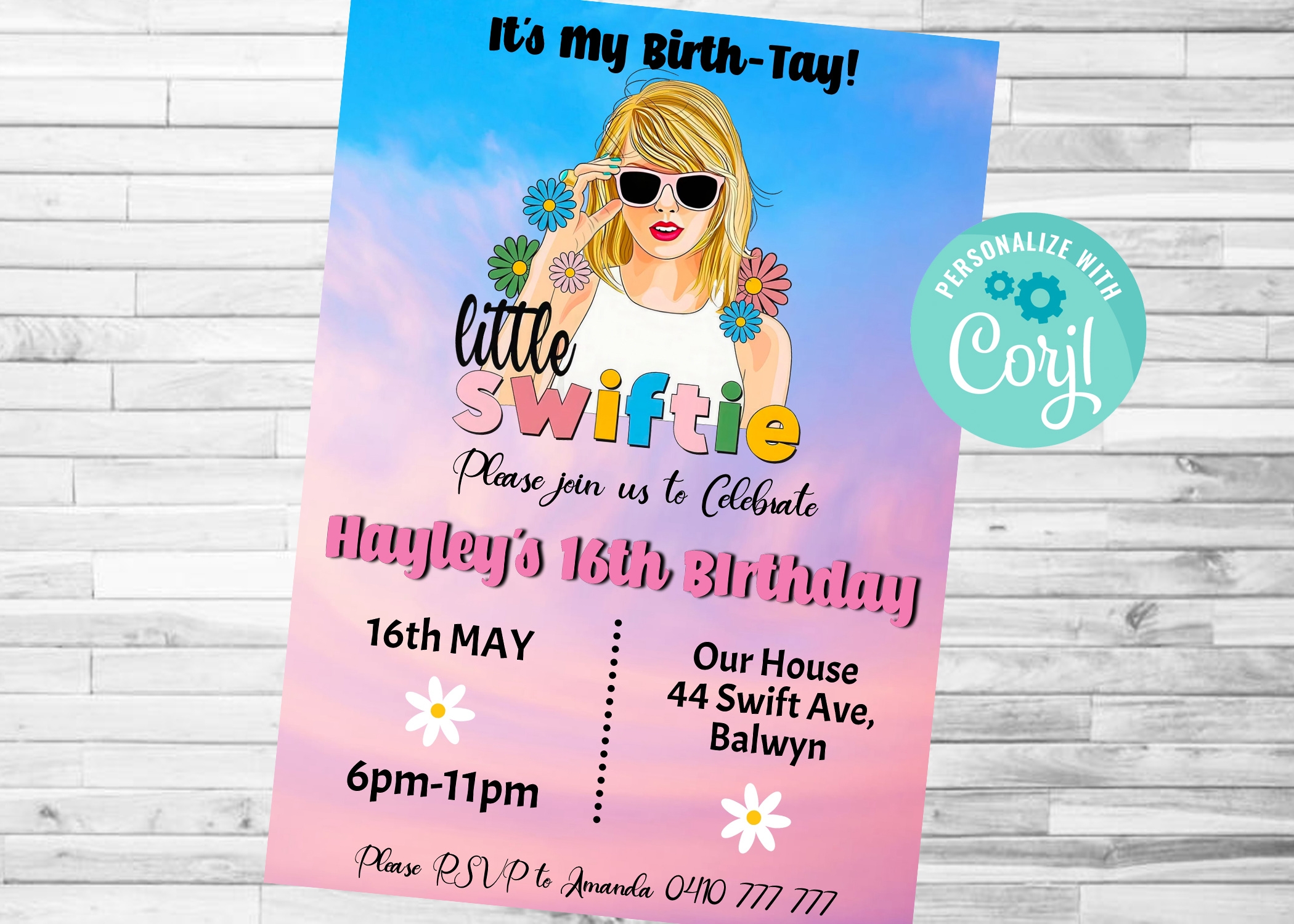 Taylor Swift Invite Invitation Download Itty Bitty Cake Toppers