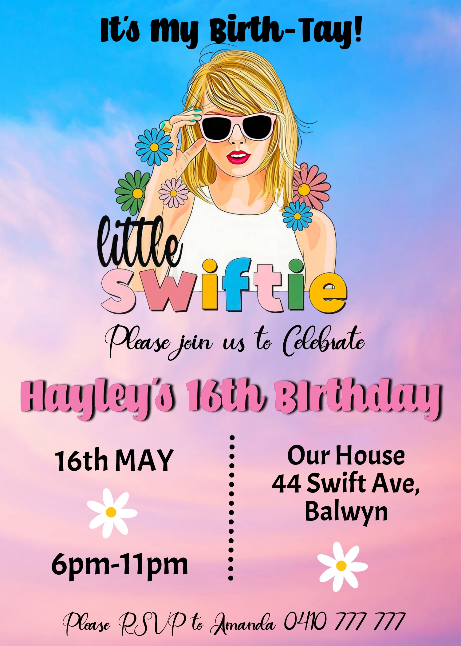 Taylor Swift Invite Invitation Download Itty Bitty Cake Toppers