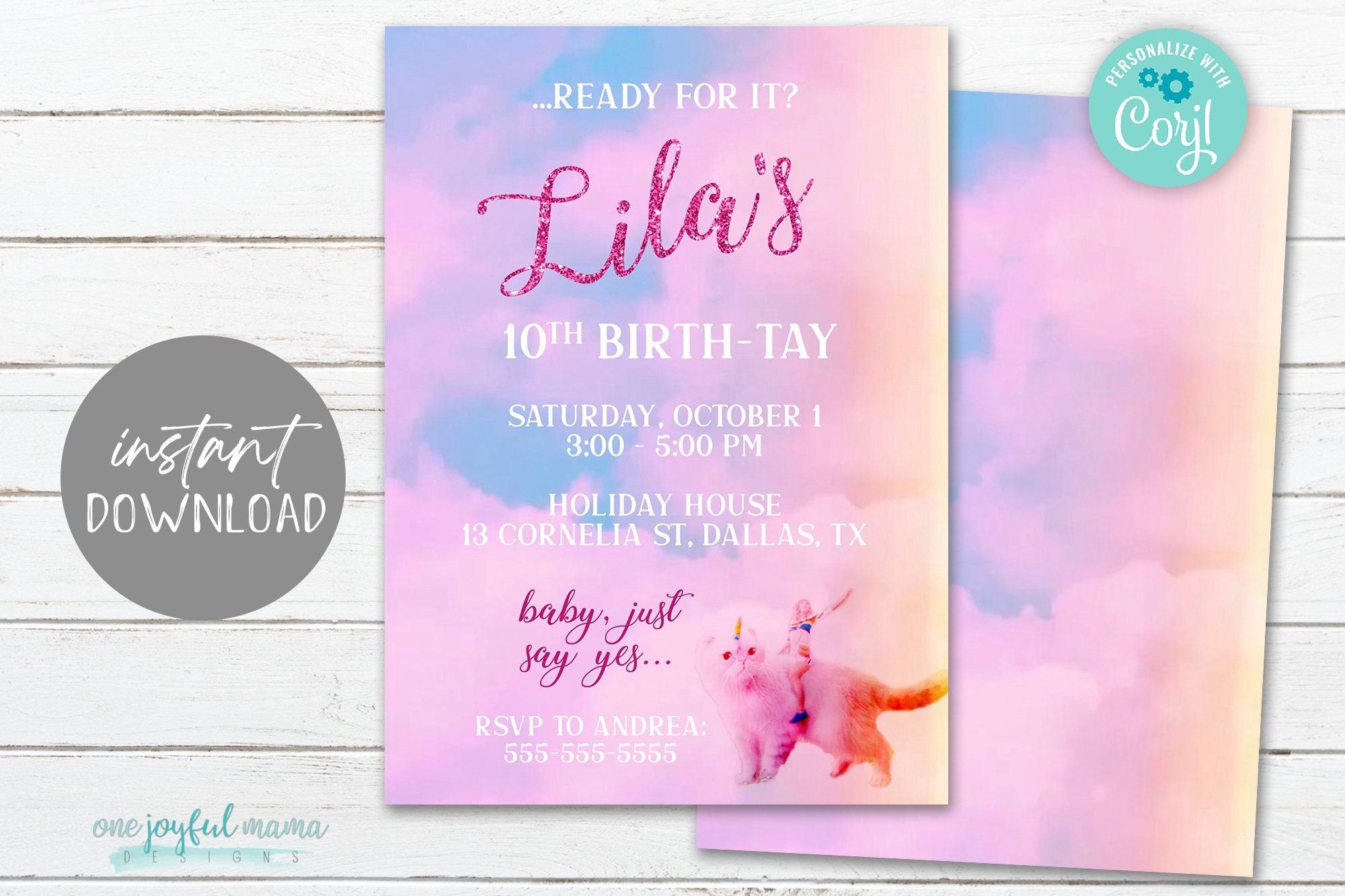 Taylor Swift Themed Birth tay Party Invitation Watercolor Sky Lover Inspired Girl Woman Birthday Party Etsy