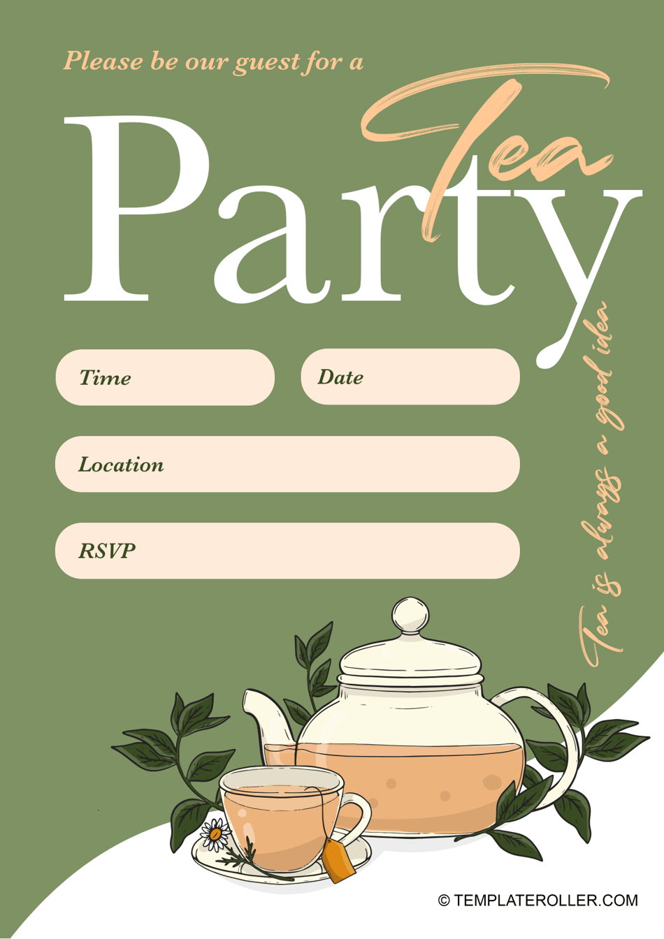 Tea Party Invitation Template A Tea Set Download Printable PDF 