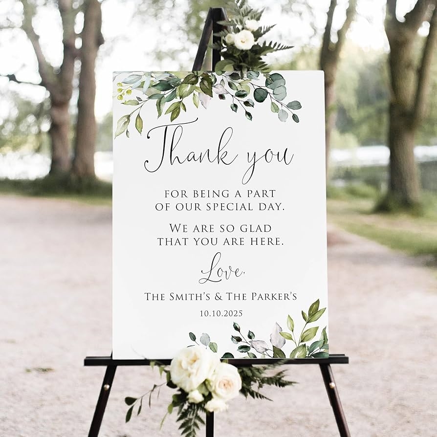 Thank You Sign Thank You For Being A Part Of Our Special Day Sign Wedding Thank You Poster Printable Thank You Sign Personalized Plastic Welcome 