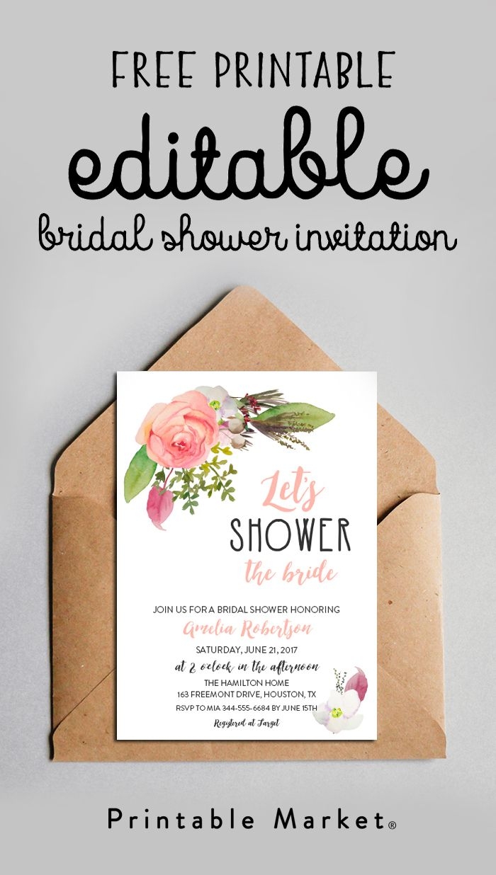 The Free Printable Editable Bridal Shower Invitation Is Shown On Top Of 