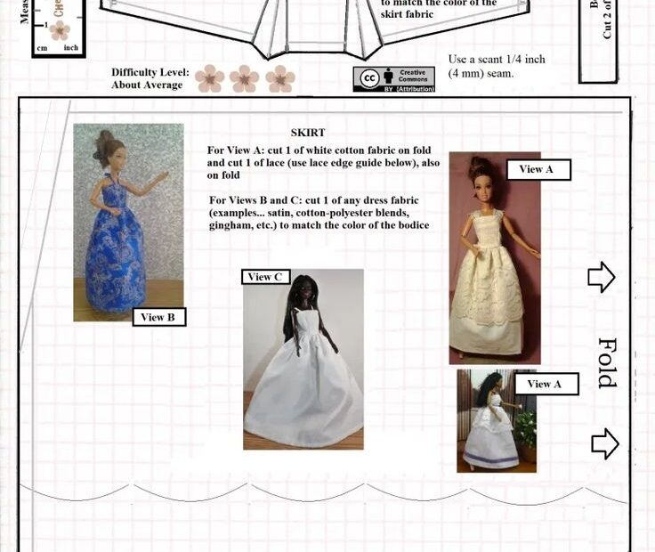 The Pattern For A Doll Dress Is Shown