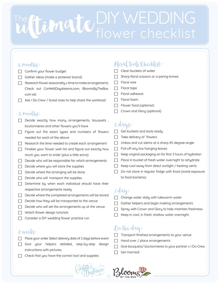 The Ultimate DIY Wedding Flower Checklist Printable Planning On Going 