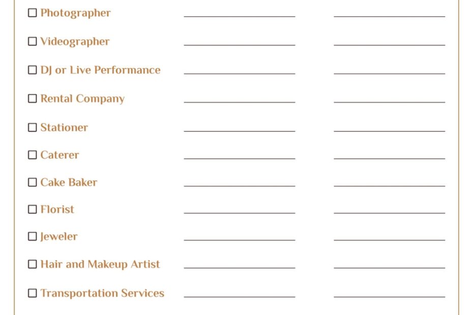 The Ultimate Wedding Vendor Checklist For Your Big Day