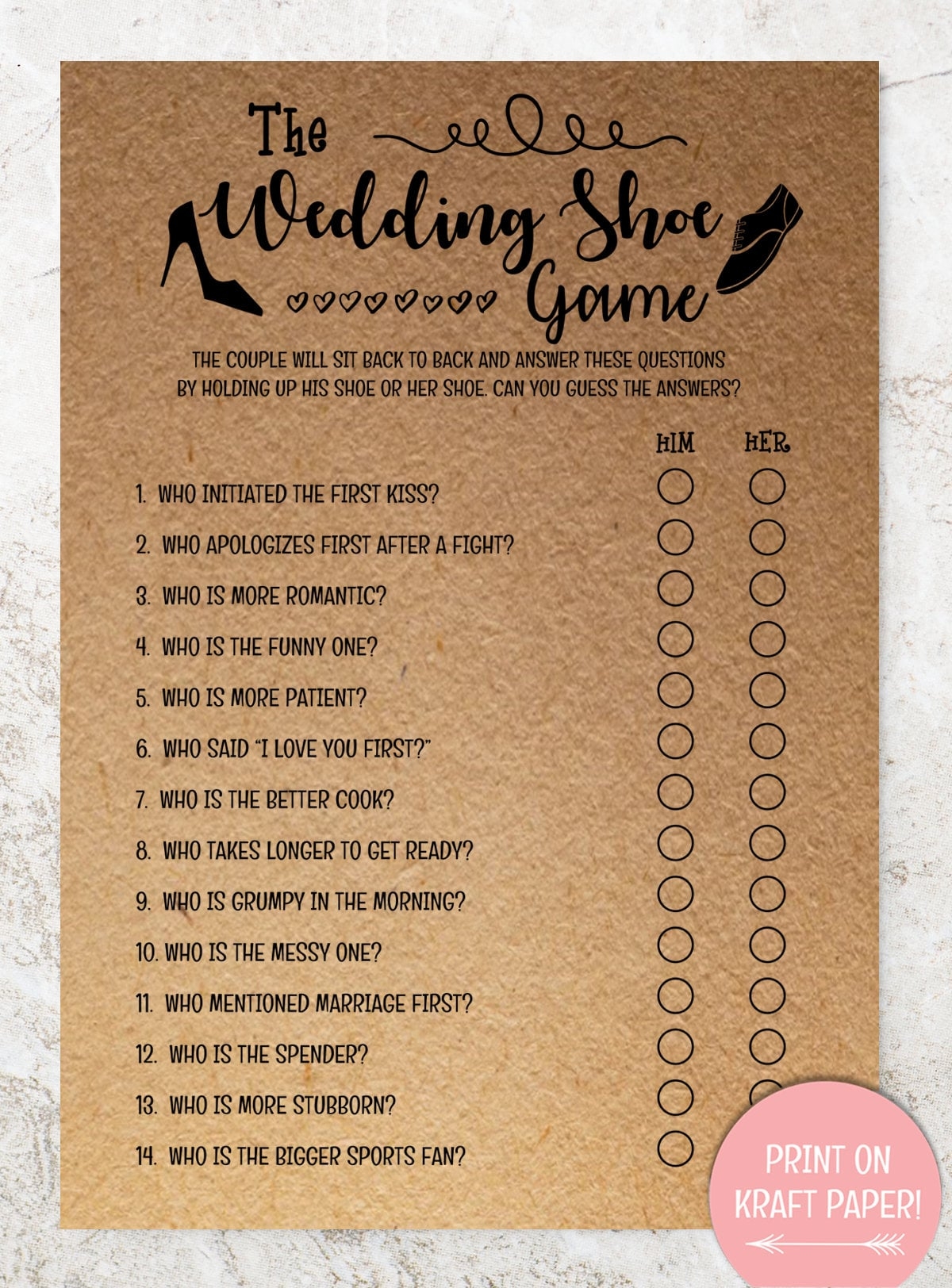 The Wedding Shoe Game Bridal Shower Games Wedding Shower Games 