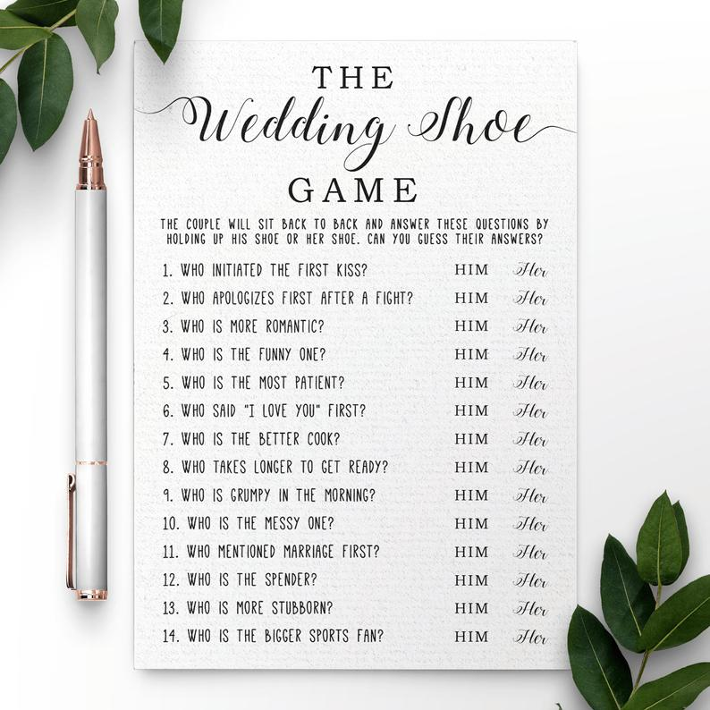 The Wedding Shoe Game Bridal Shower Games Wedding Shower Games 
