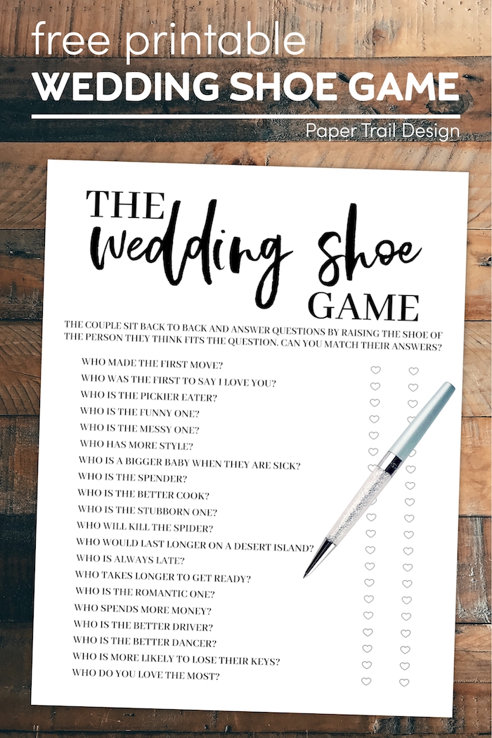 The Wedding Shoe Game Free Printable Paper Trail Design