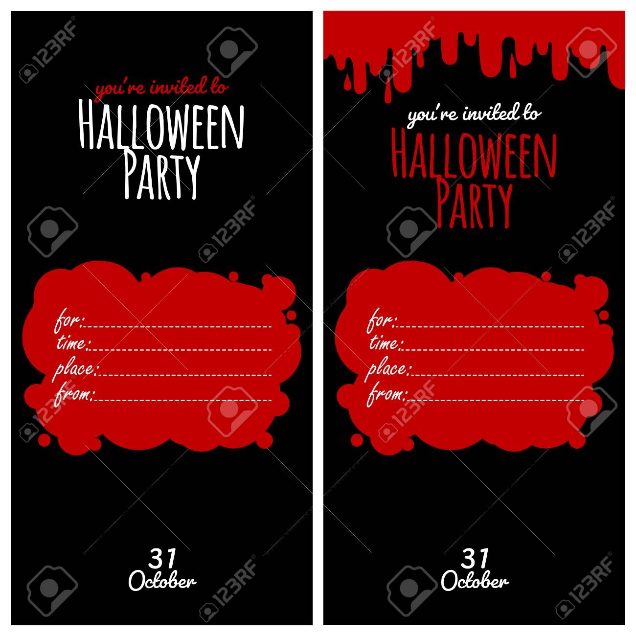 Two Invitations To A Halloween Party In The Dark Colors Blank Template Invitations Vector Illustration On A White Background Royalty Free SVG Cliparts Vectors And Stock Illustration Image 45053326 