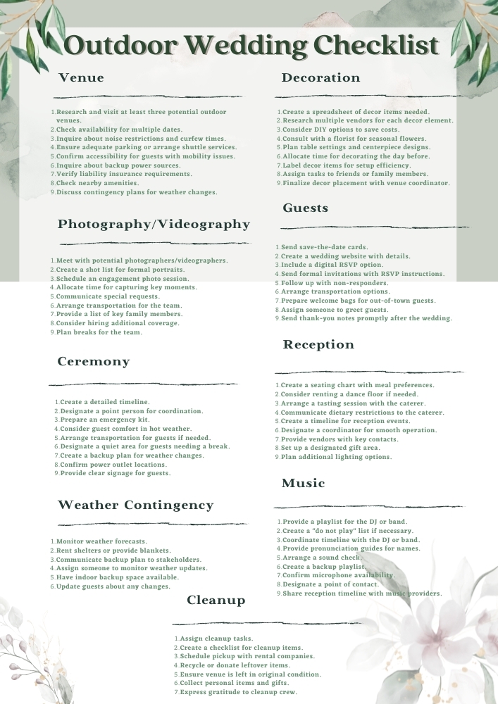 Ultimate Outdoor Wedding Checklist Plan Your Dream Celebration 
