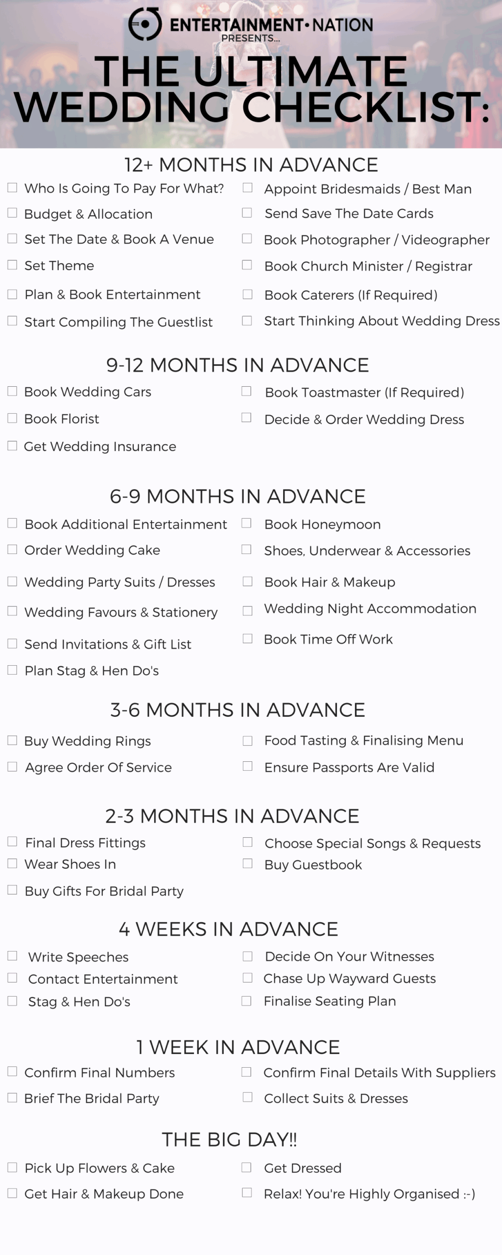 Ultimate Wedding Checklist Printable Printable Alphabet Charts