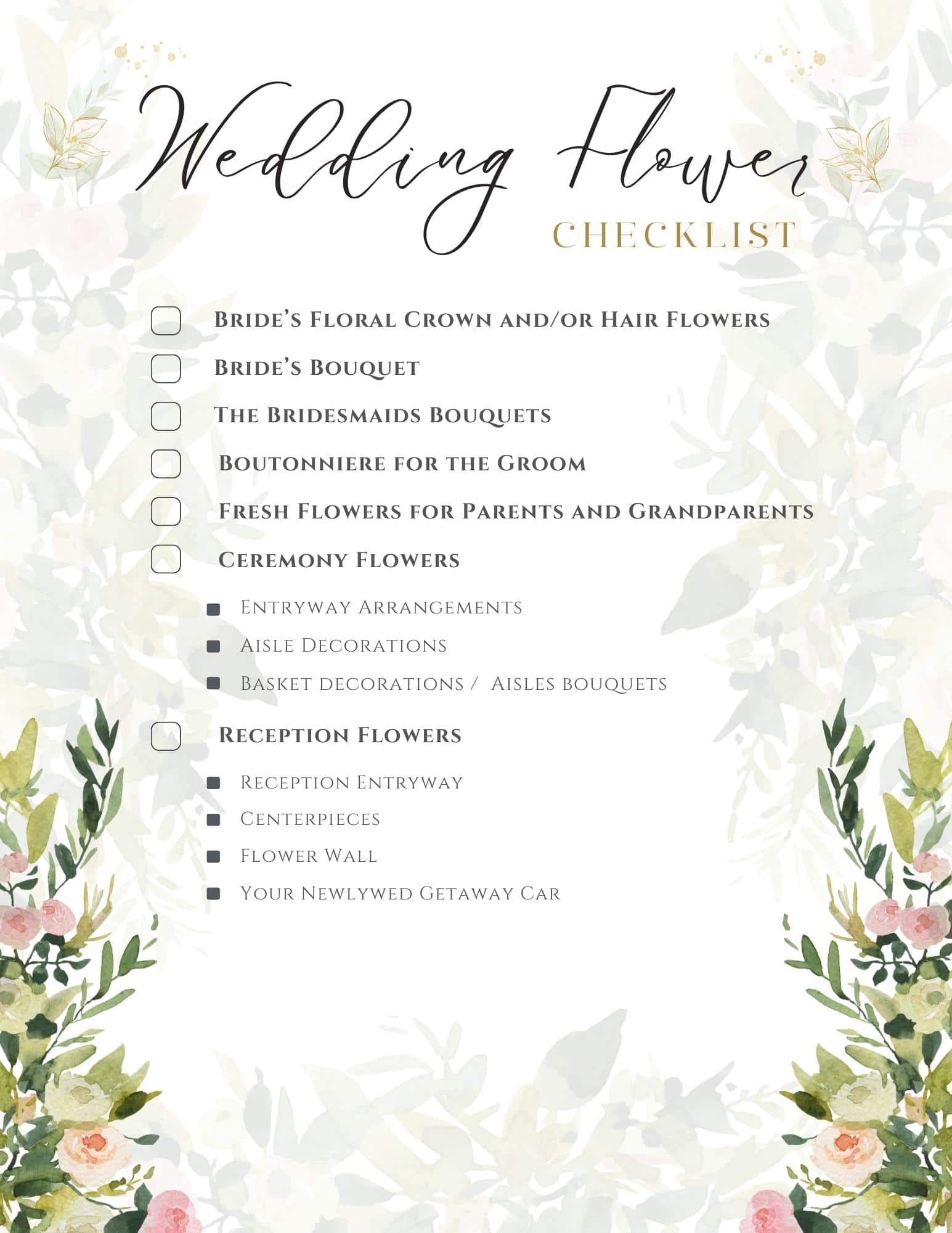 Ultimate Wedding Flower Checklist To Help Plan Your Wedding