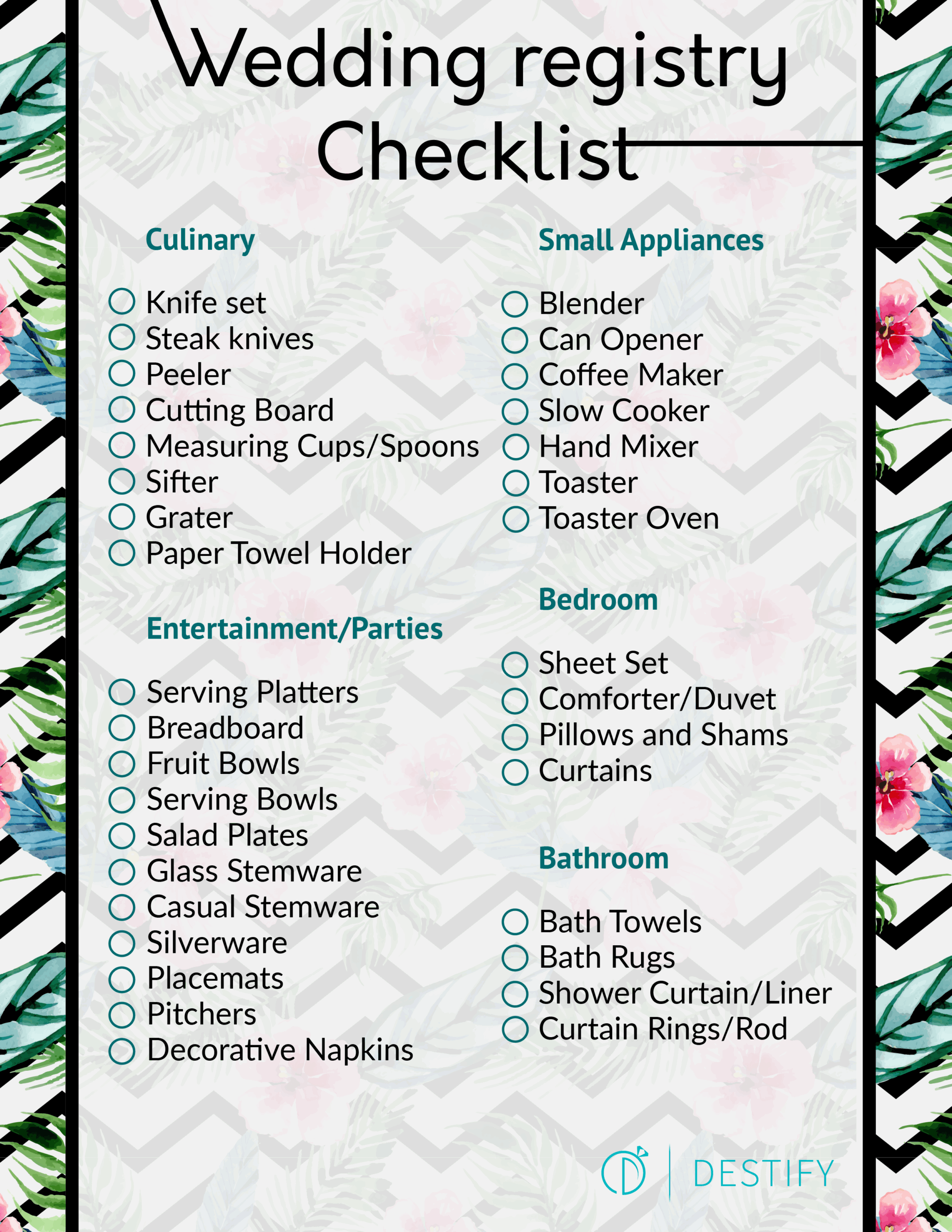 Ultimate Wedding Registry Checklist Printable
