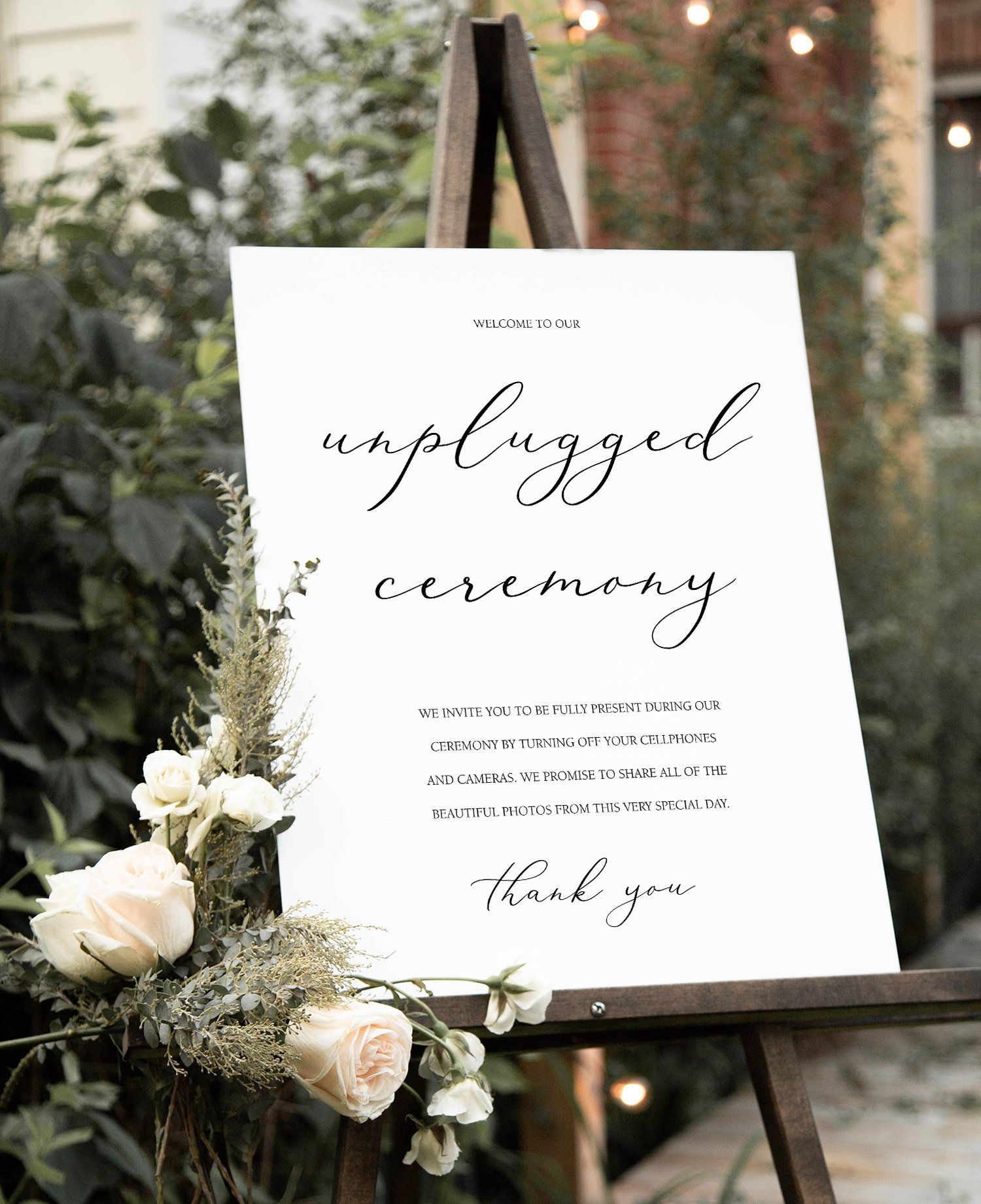 Unplugged Ceremony Sign Printable Wedding Sign Simple Etsy Wedding 
