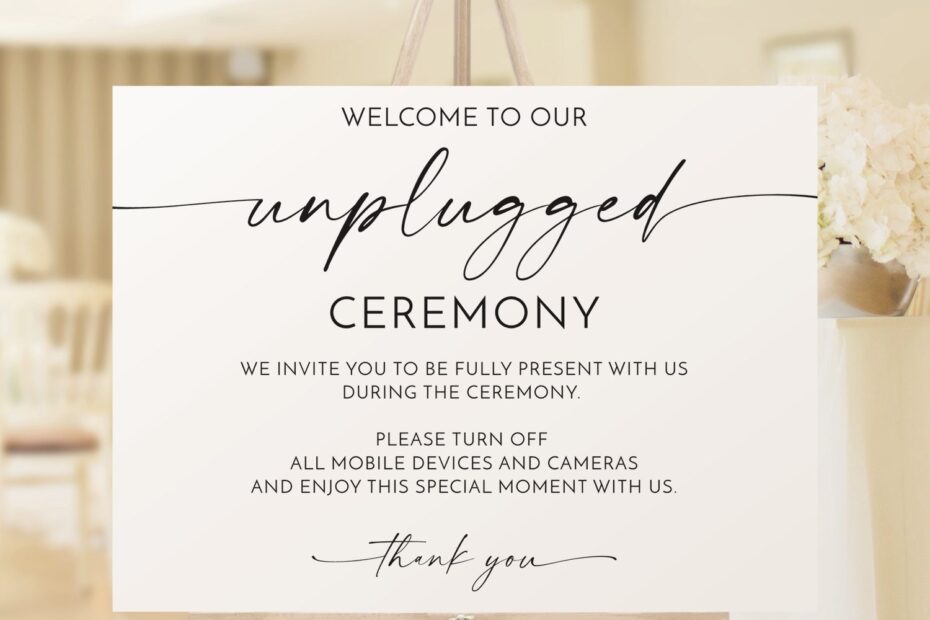 Unplugged Ceremony Sign Template Printable Unplugged Wedding Sign No Cameras Sign No Cell Phones Sign Modern Script Minimal Etsy