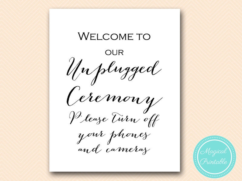 Unplugged Wedding Ceremony Signs Magical Printable