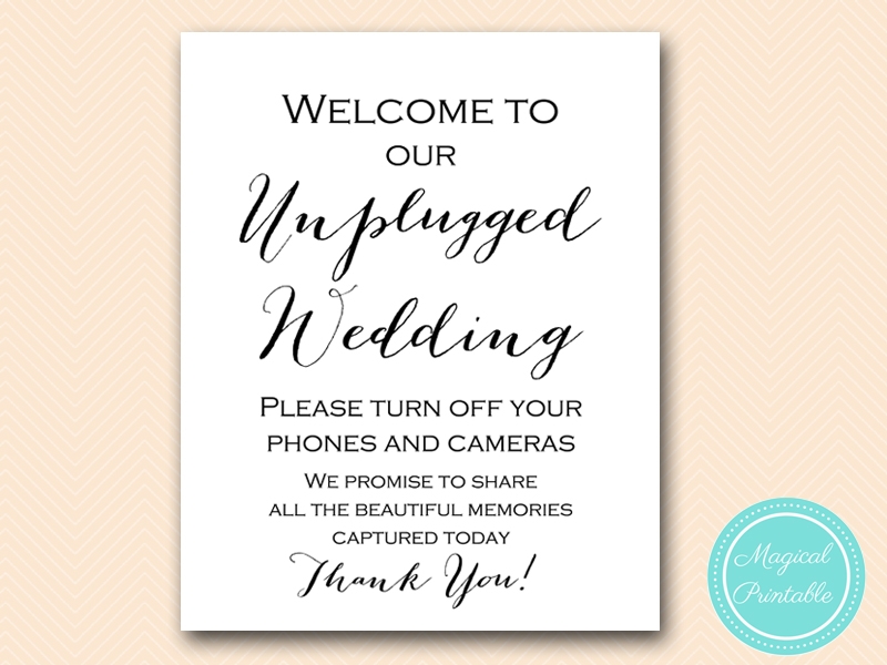 Unplugged Wedding Ceremony Signs Magical Printable