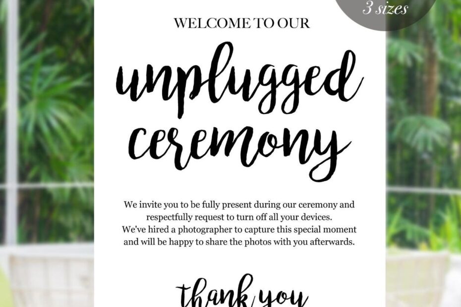 Unplugged Wedding Template Sign Unplugged Ceremony Printable Sign