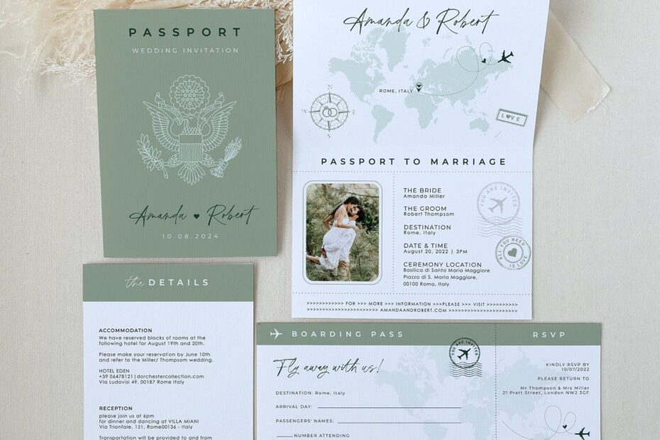 USA Passport Wedding Invitation Printable Template Passport Wedding