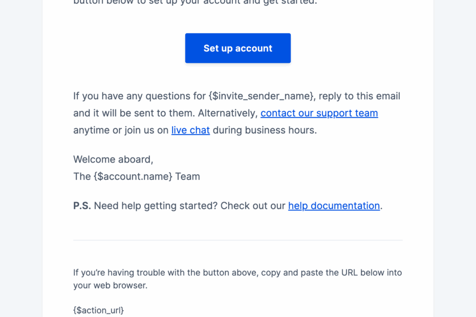 User Invitation HTML Email Template MailerSend
