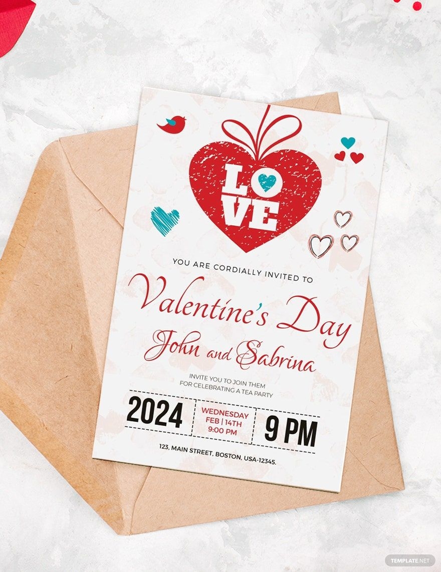 Valentine s Day Party Invitation Template In Pages Publisher PSD 