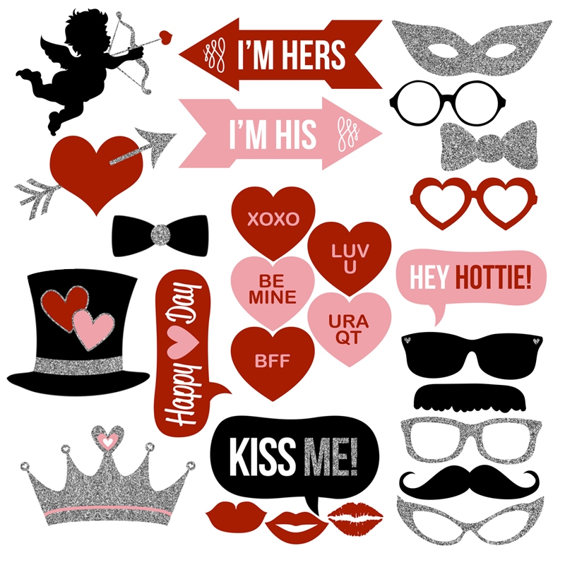 Valentine s Day Photo Booth Props Collection Printable Instant Download
