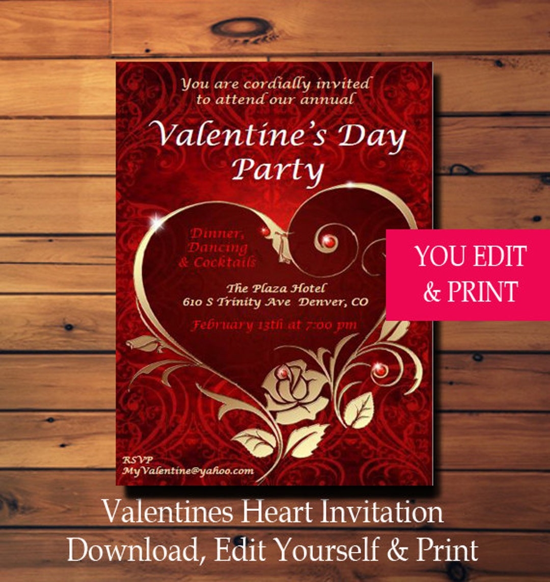 Valentines Day Invitation Valentines Day Party Invitation 