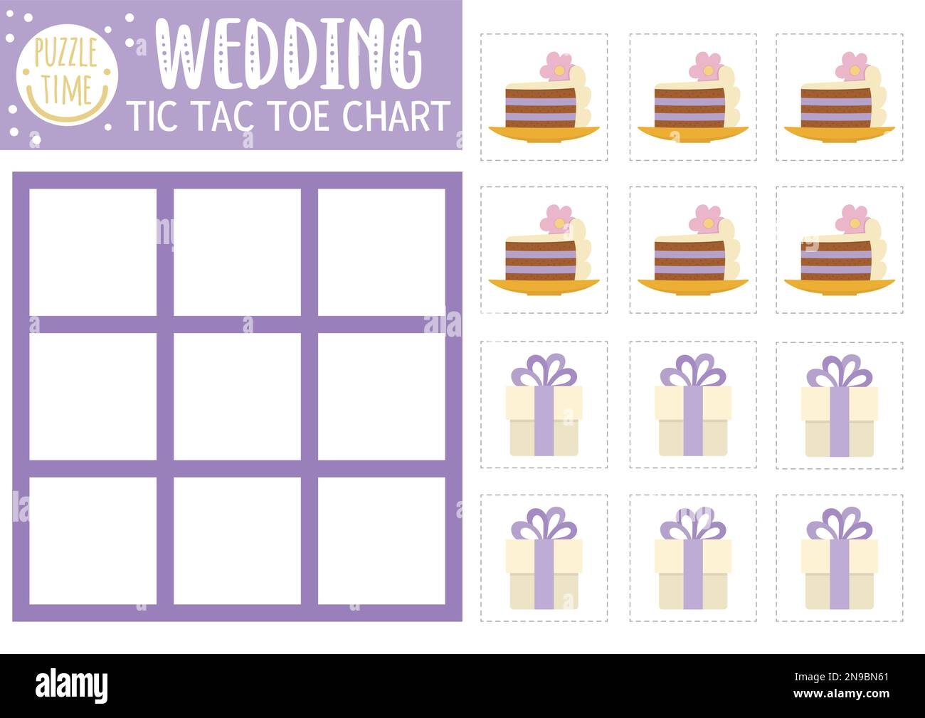 Vector Wedding Tic Tac Toe Chart With Present And Cake Marriage Ceremony Board Game Playing Field With Cute Objects Funny Family Holiday Printable W Stock Vector Image U0026 Art Alamy
