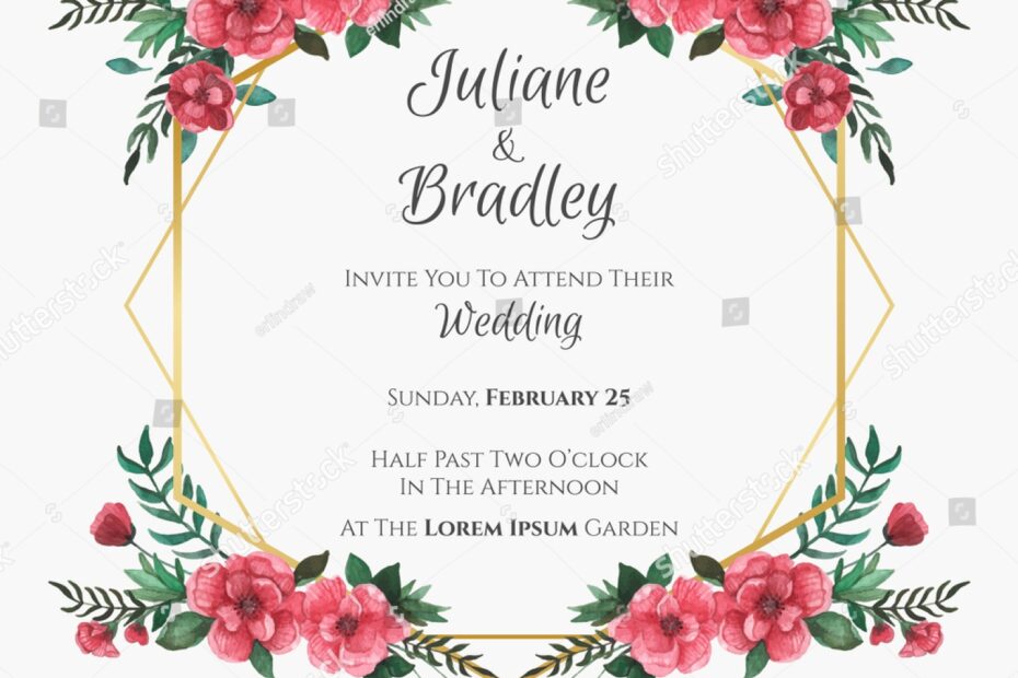 Vektor Stok Floral Wedding Invitation Template Floral Watercolor Tanpa Royalti 1326664166 Shutterstock