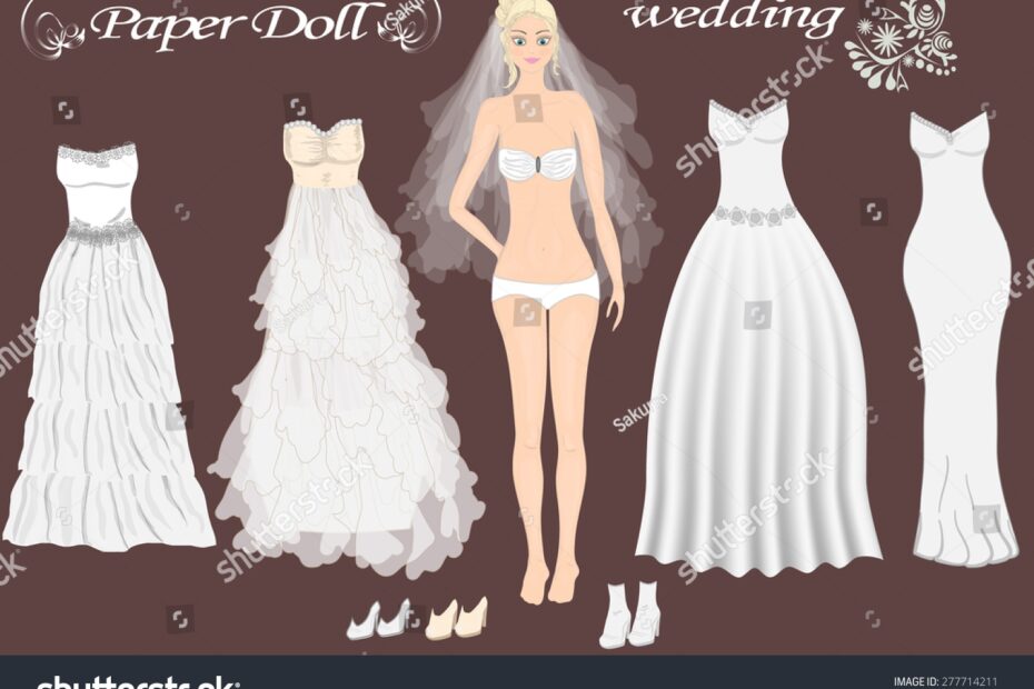Vektor Stok Paper Doll Beautiful Girl Wedding Dresses Tanpa Royalti 277714211 Shutterstock