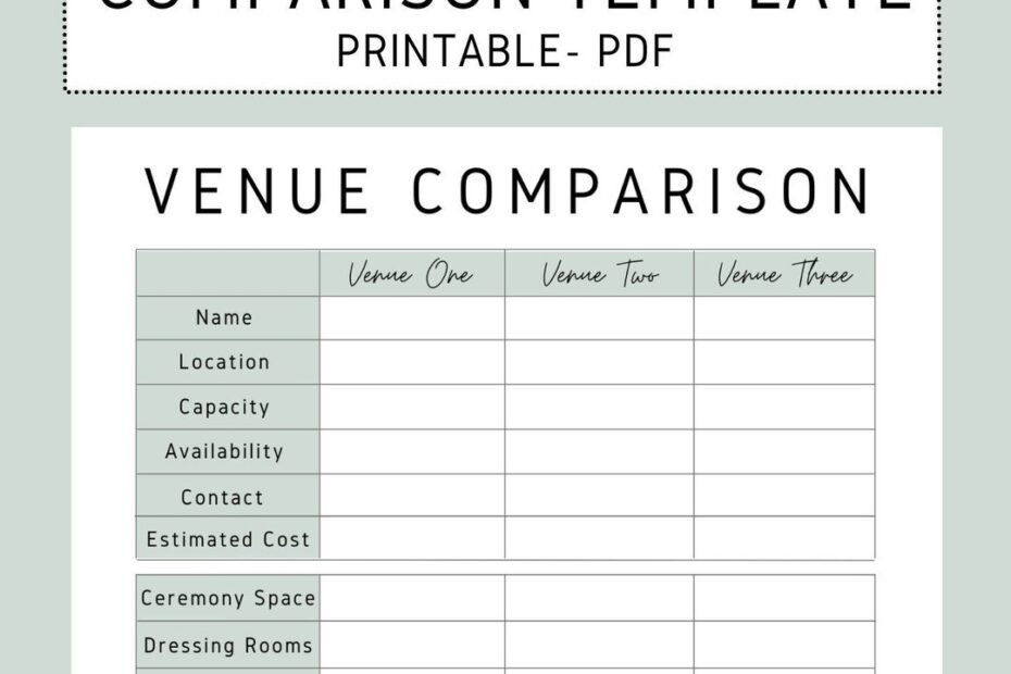 Venue Comparison Printable Wedding Planning Event Planning Venue Checklist wedding Vendor Tracker Wedding Checklist PDF Letter A4 Etsy