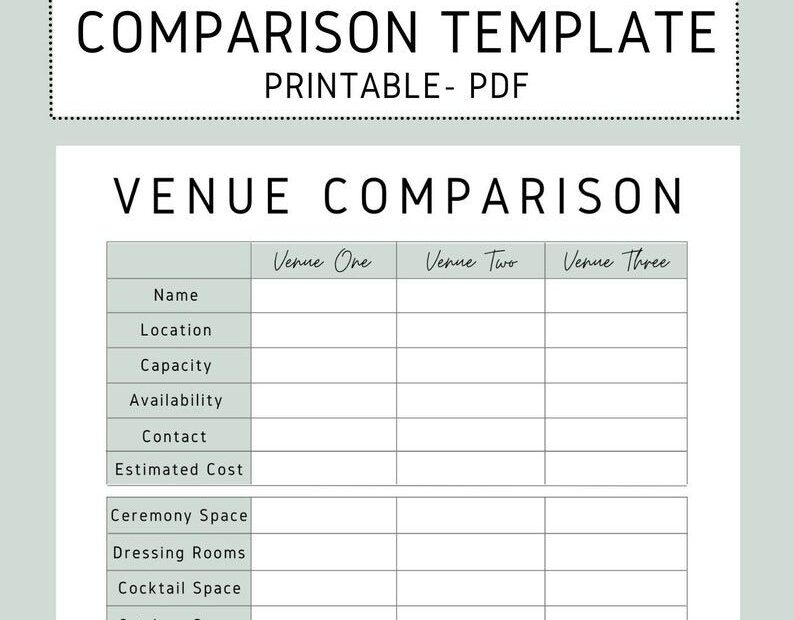 Venue Comparison Worksheet