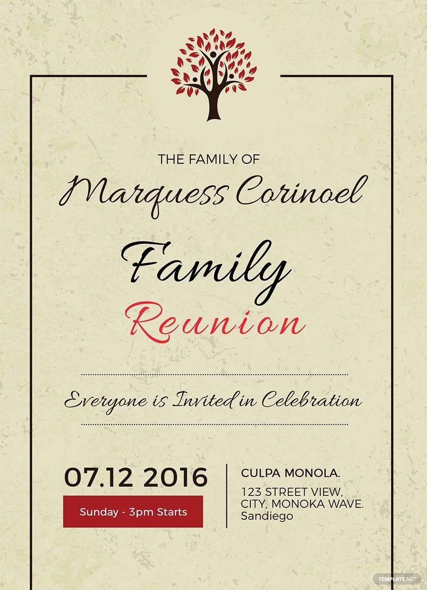 Vintage Family Reunion Invitation Template In Publisher Pages PSD Illustrator Word Download Template