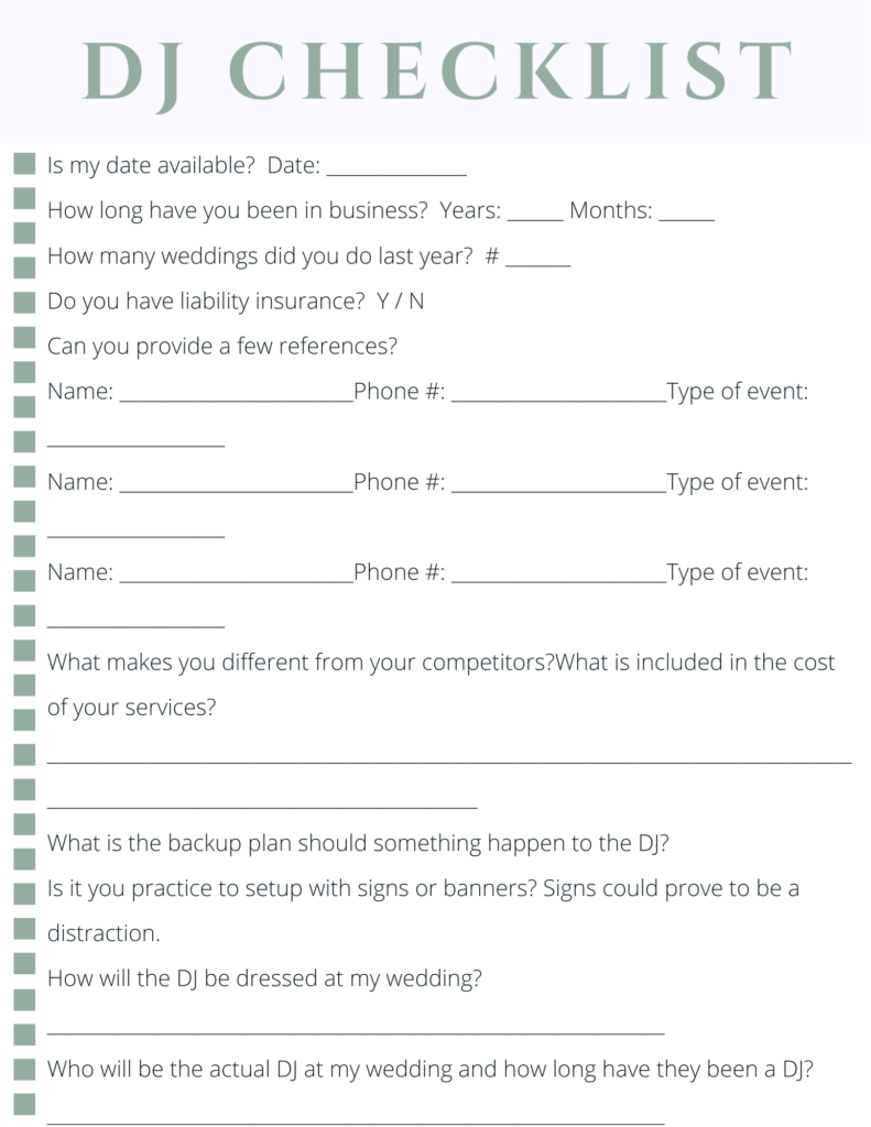Want A DJ For Your Wedding Use This DJ Checklist All Things Wedding 