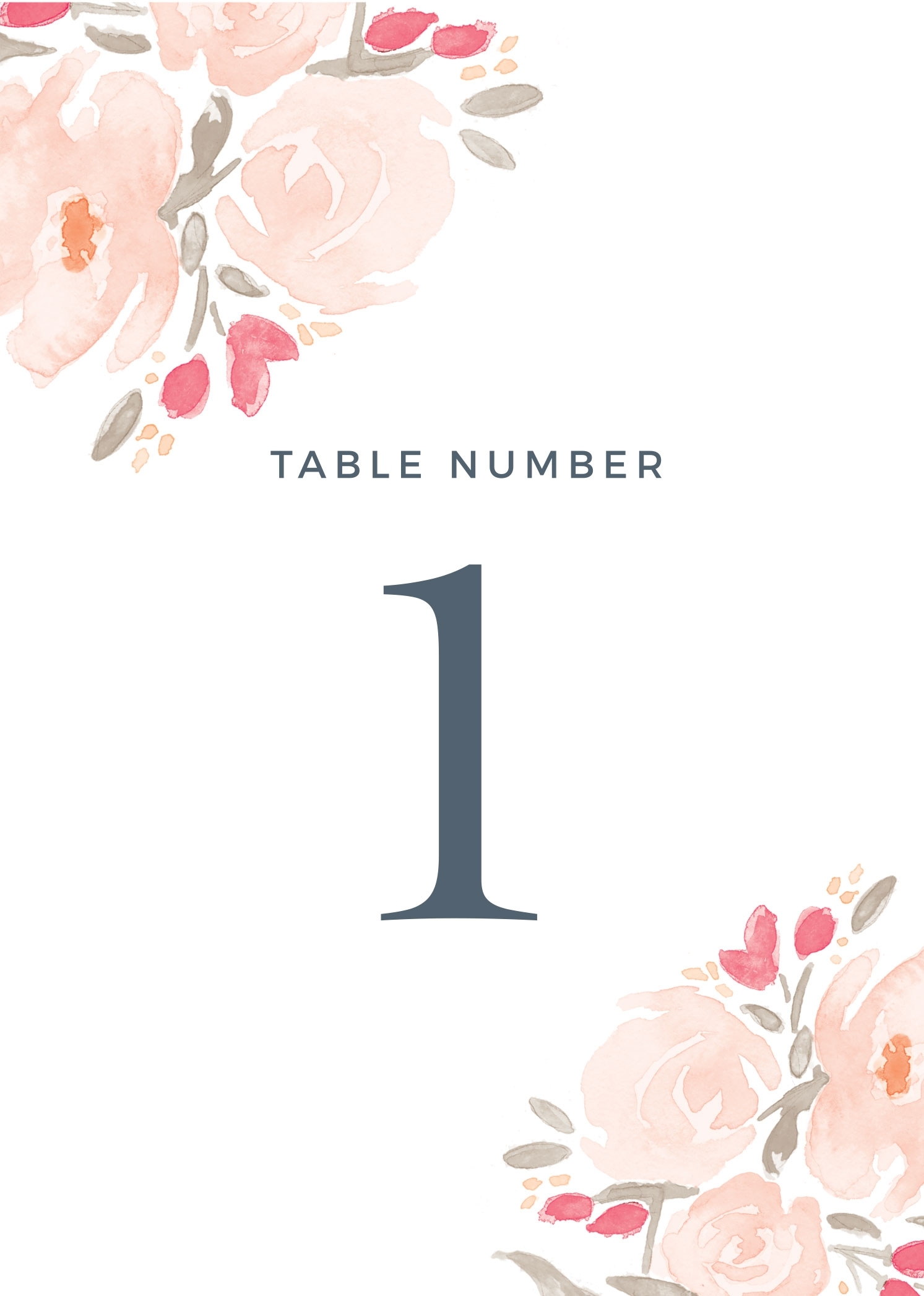 Watercolor Bouquet Table Number Printables By Basic Invite