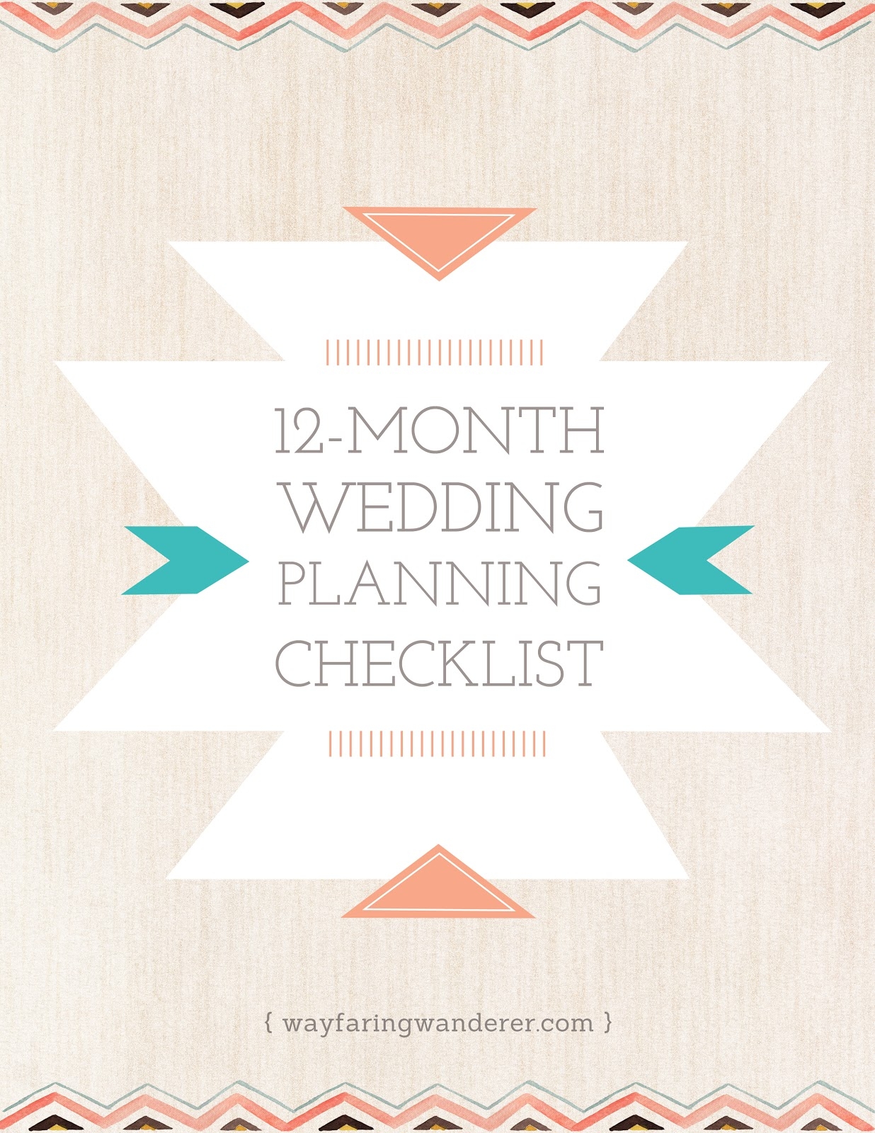 Wayfaring Wanderer 12 Month Wedding Planning Checklist Free Timeline 