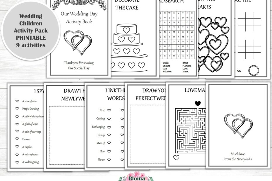 Wedding Activity Book PRINTABLE Children Activity Pack Wedding