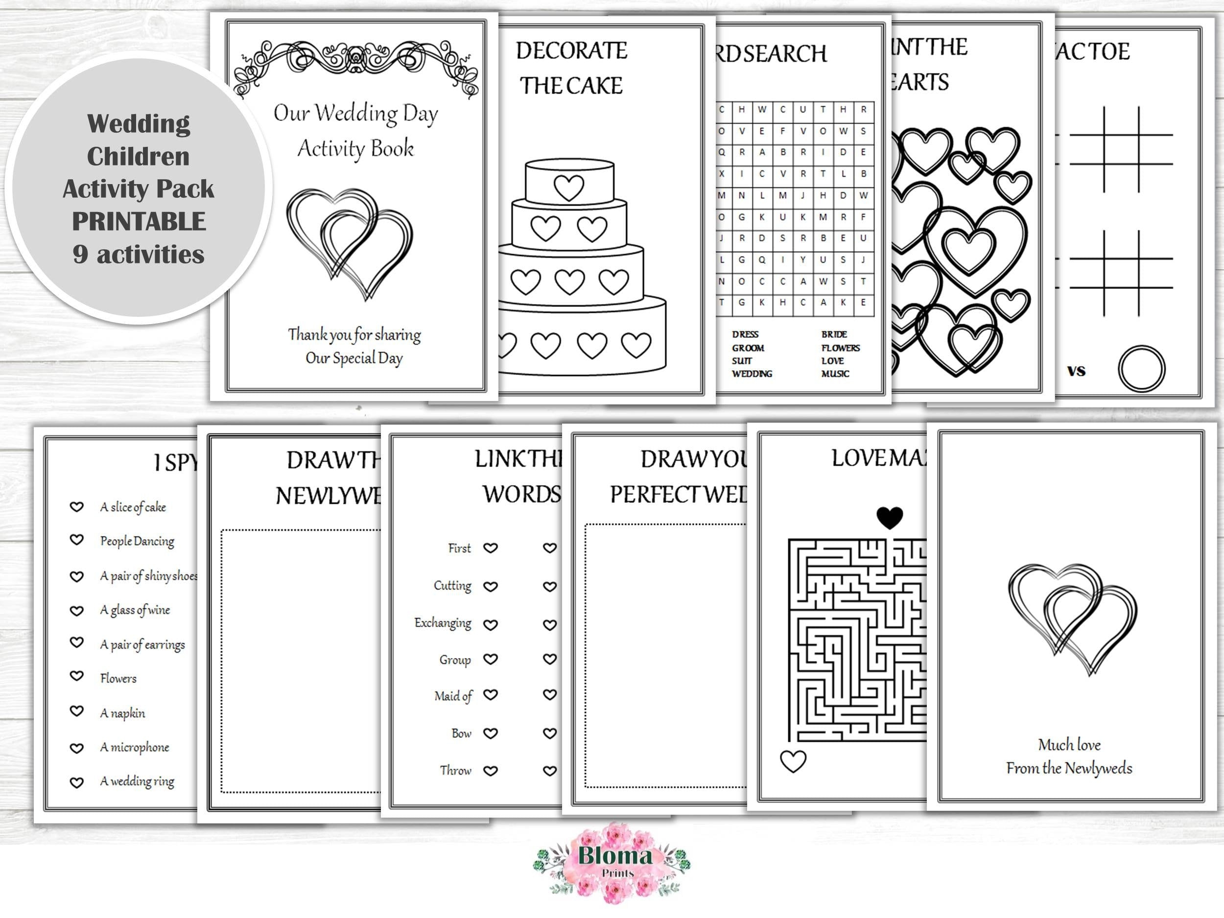 Wedding Activity Book PRINTABLE Children Activity Pack Wedding 