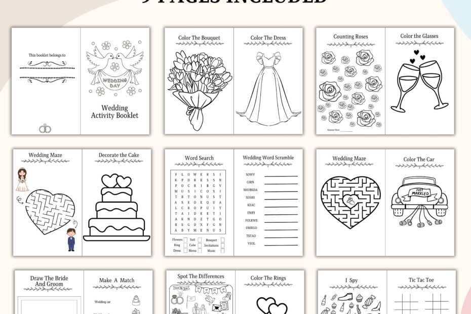 Wedding Activity Printable Wedding Activity Book Wedding Coloring