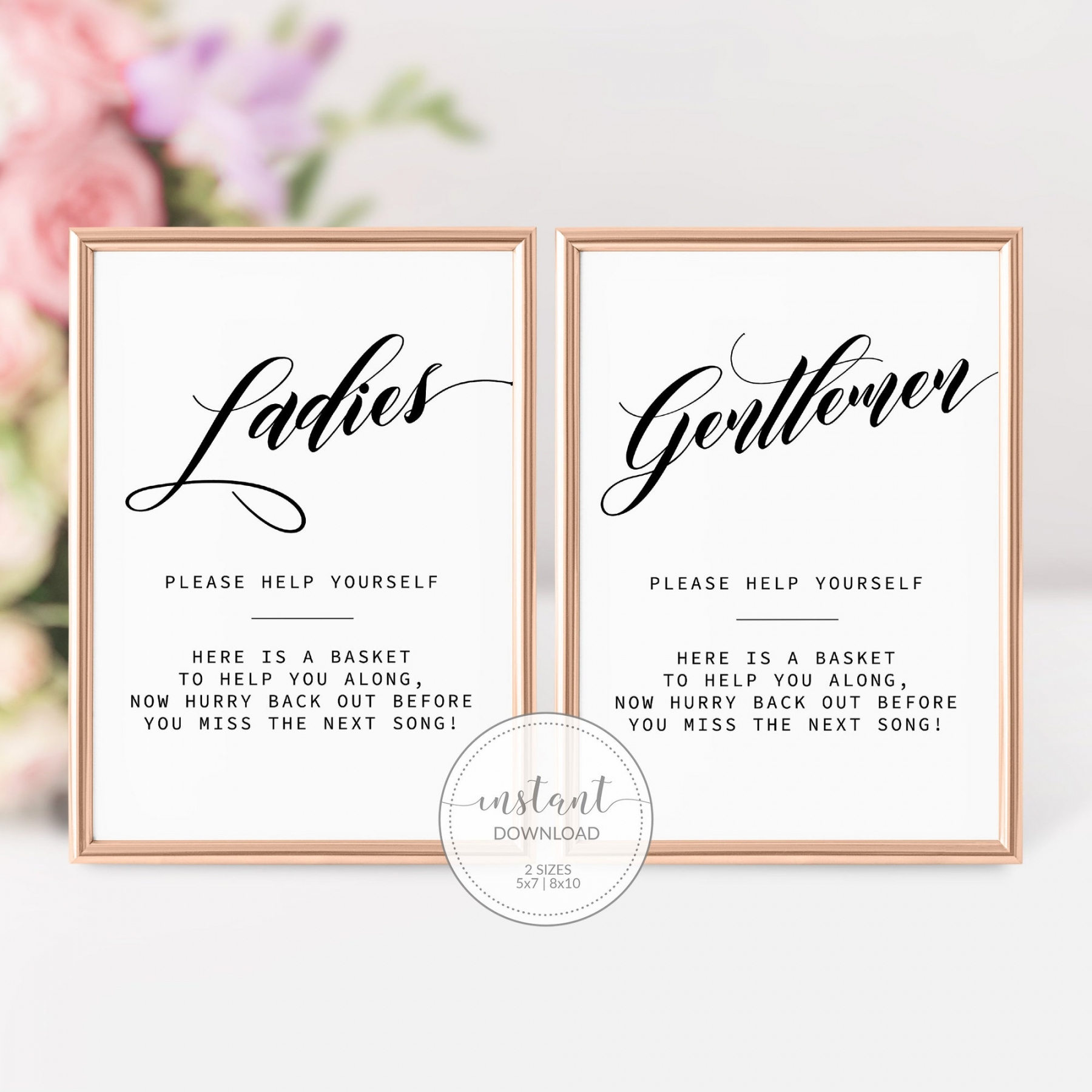Wedding Bathroom Basket Sign Free Printable FREE Printable A Z