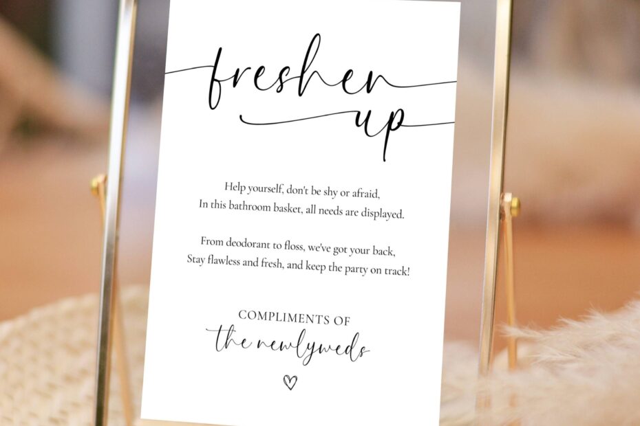 Wedding Bathroom Basket Sign Wedding Restroom Printable Template