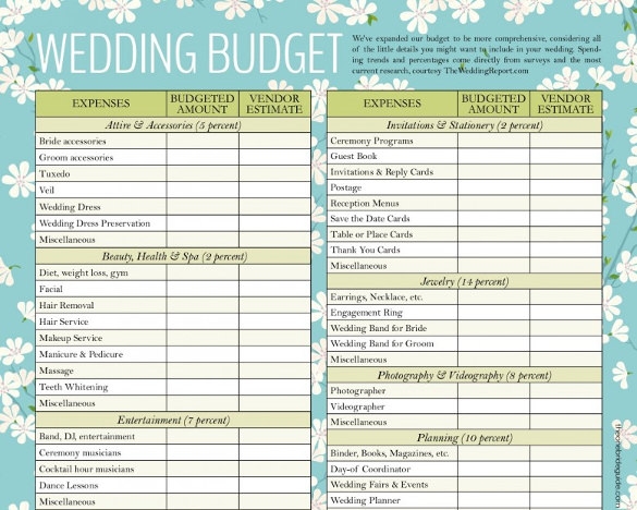 Wedding Budget Templates 19 Free Doc PDF Xlsx Formats Samples 