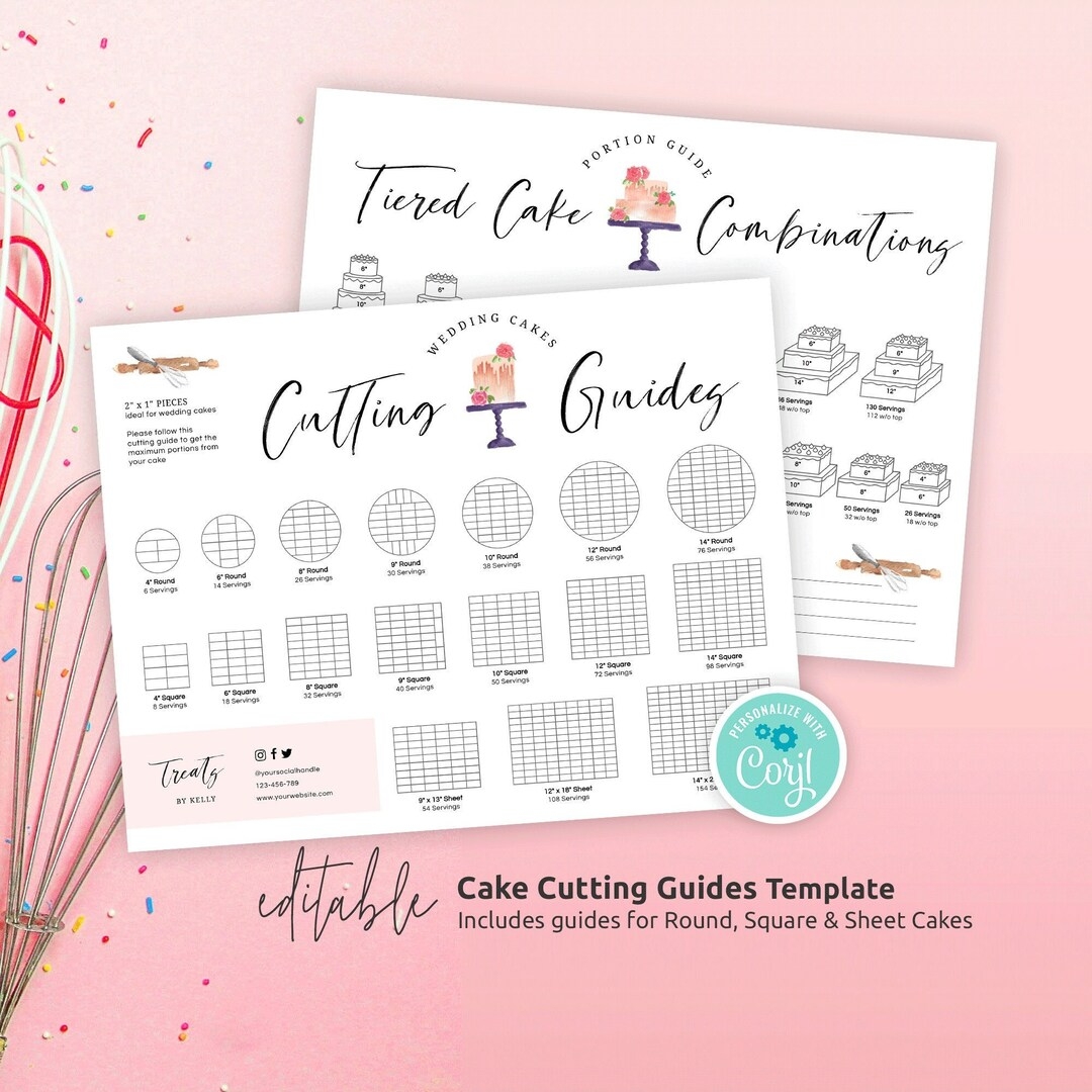 Wedding Cake Cutting Guides Template Instant Party Cakes Cutting 