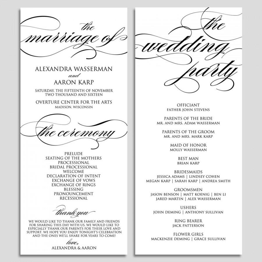 Wedding Ceremony Program Template