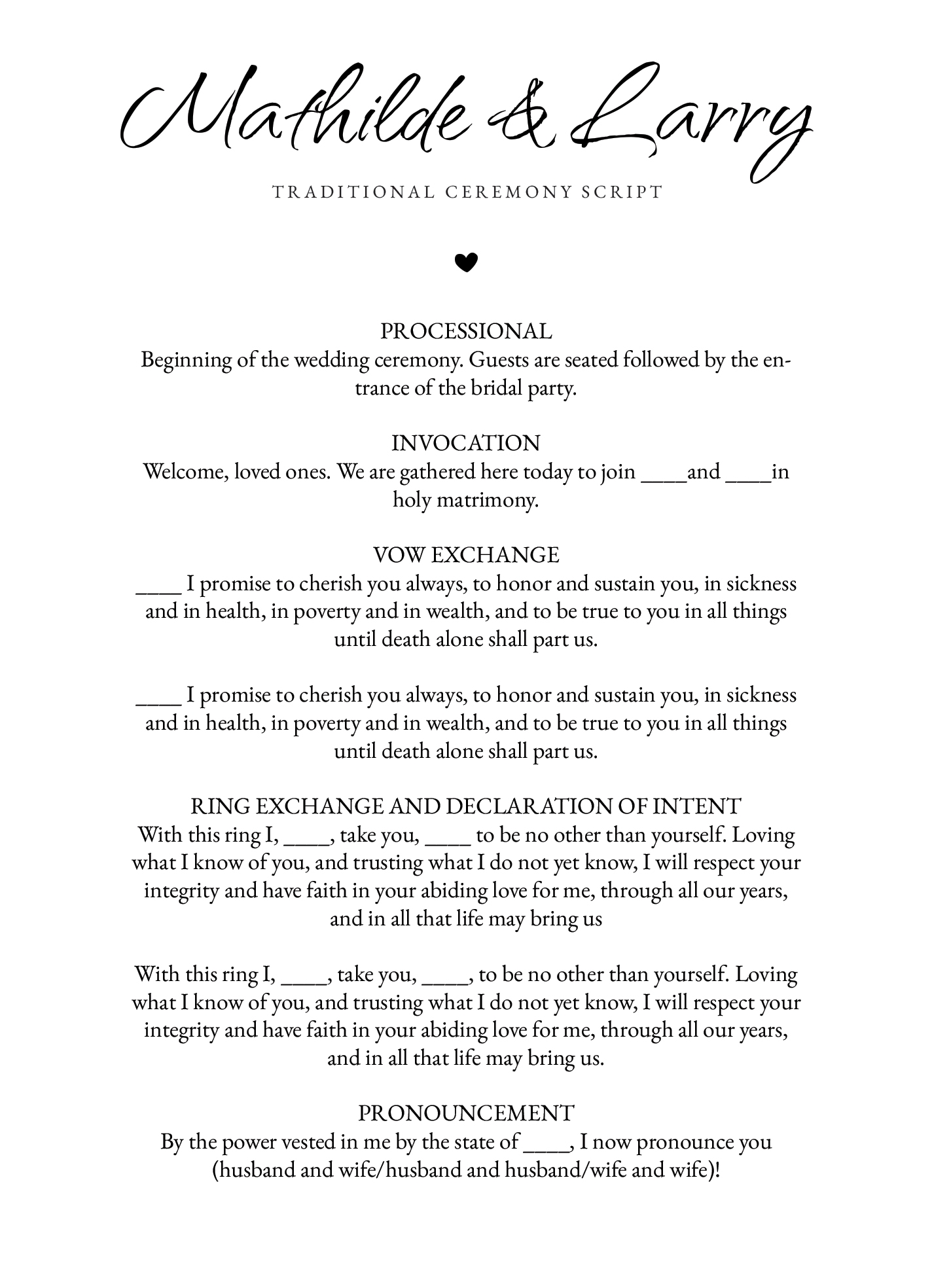 Wedding Ceremony Script For Minister