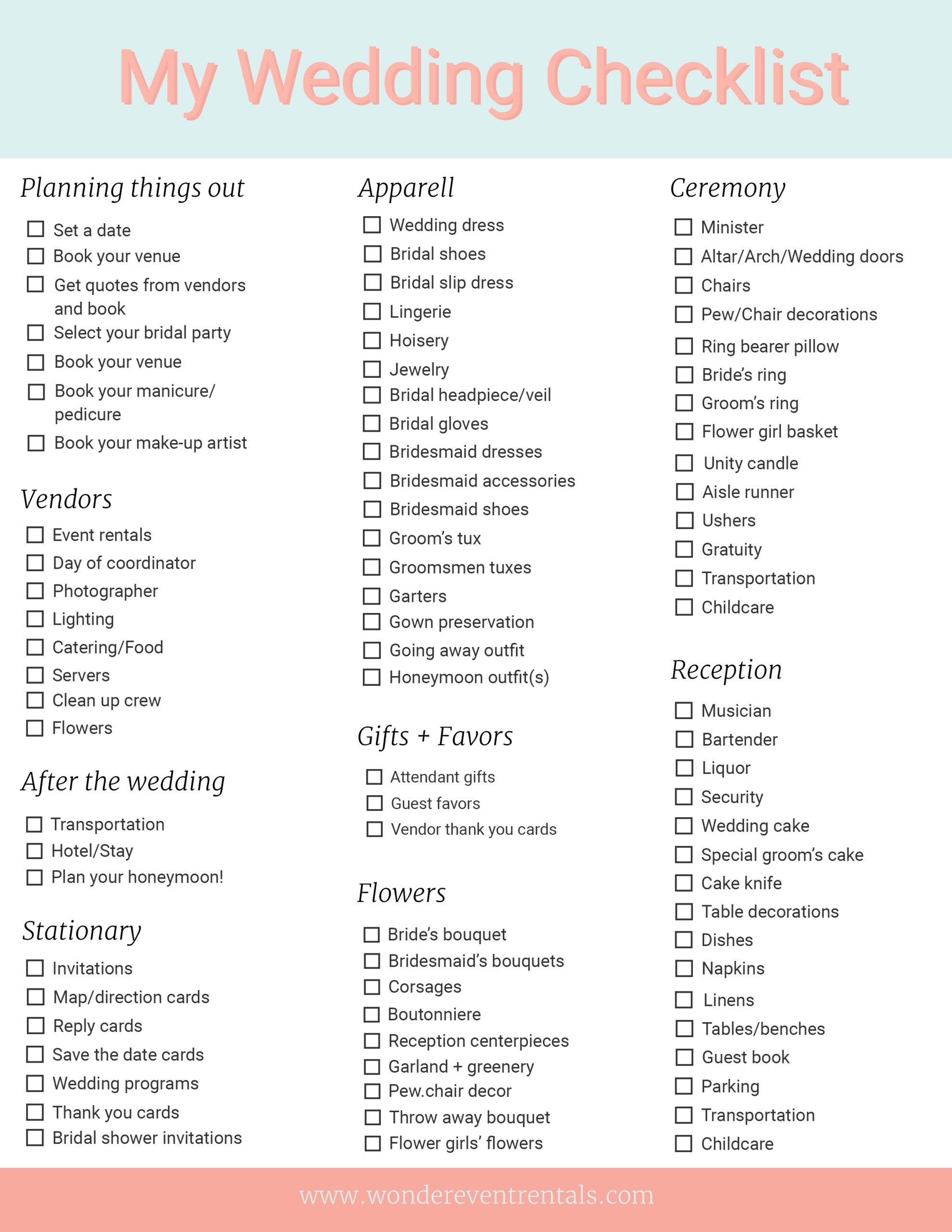 Wedding Checklist Deals