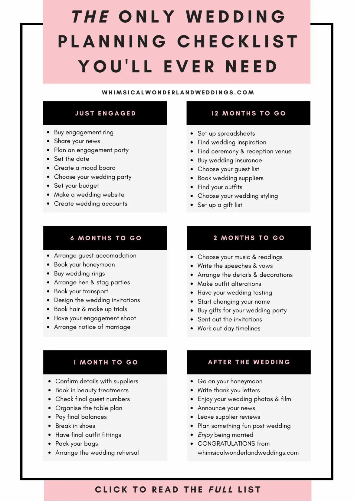 Wedding Checklist Timeline Printable Printable Calendars AT A GLANCE