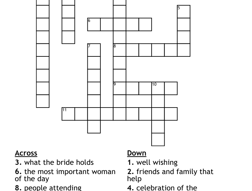 Wedding Crossword WordMint